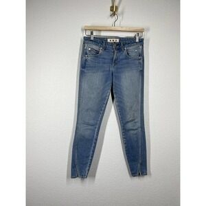 AMO Twist Crop Jeans 70s Blue Size 25 Split Hem